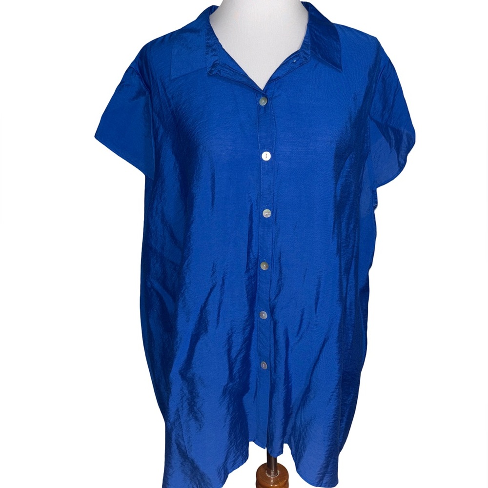 Dress Barn Vibrant Blue Short Sleeve Blouse